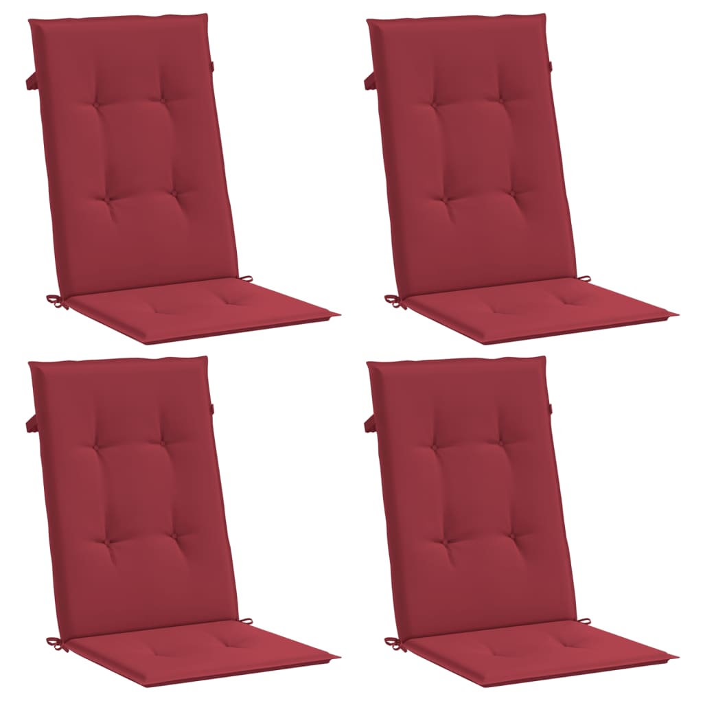 vidaXL Perne scaun cu spătar înalt, 4 buc., roșu, 120x50x3 cm, textil vidaXL Perne scaun cu spătar înalt, 4 buc., roșu, 120x50x3 cm, textil