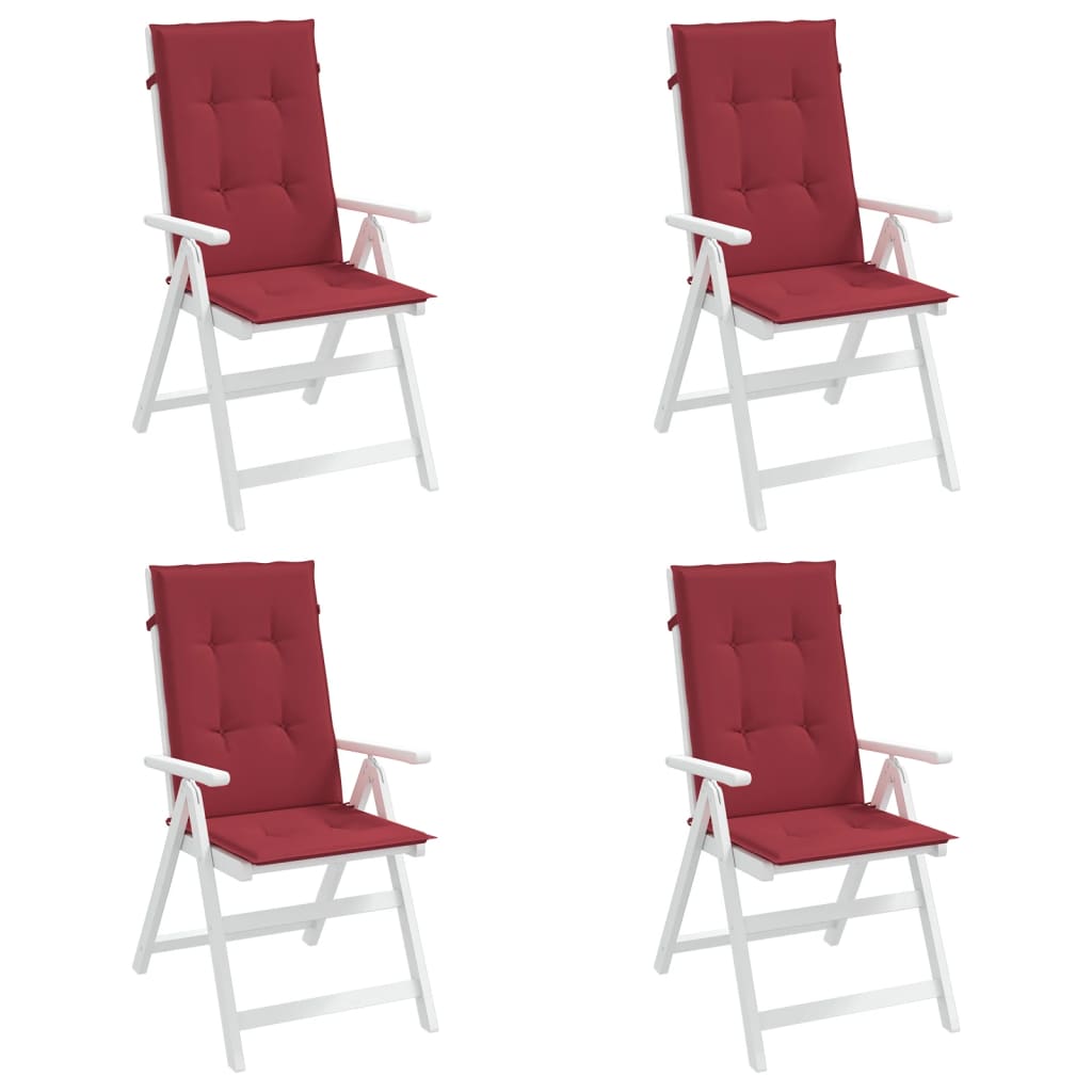 vidaXL Perne scaun cu spătar înalt, 4 buc., roșu, 120x50x3 cm, textil vidaXL Perne scaun cu spătar înalt, 4 buc., roșu, 120x50x3 cm, textil