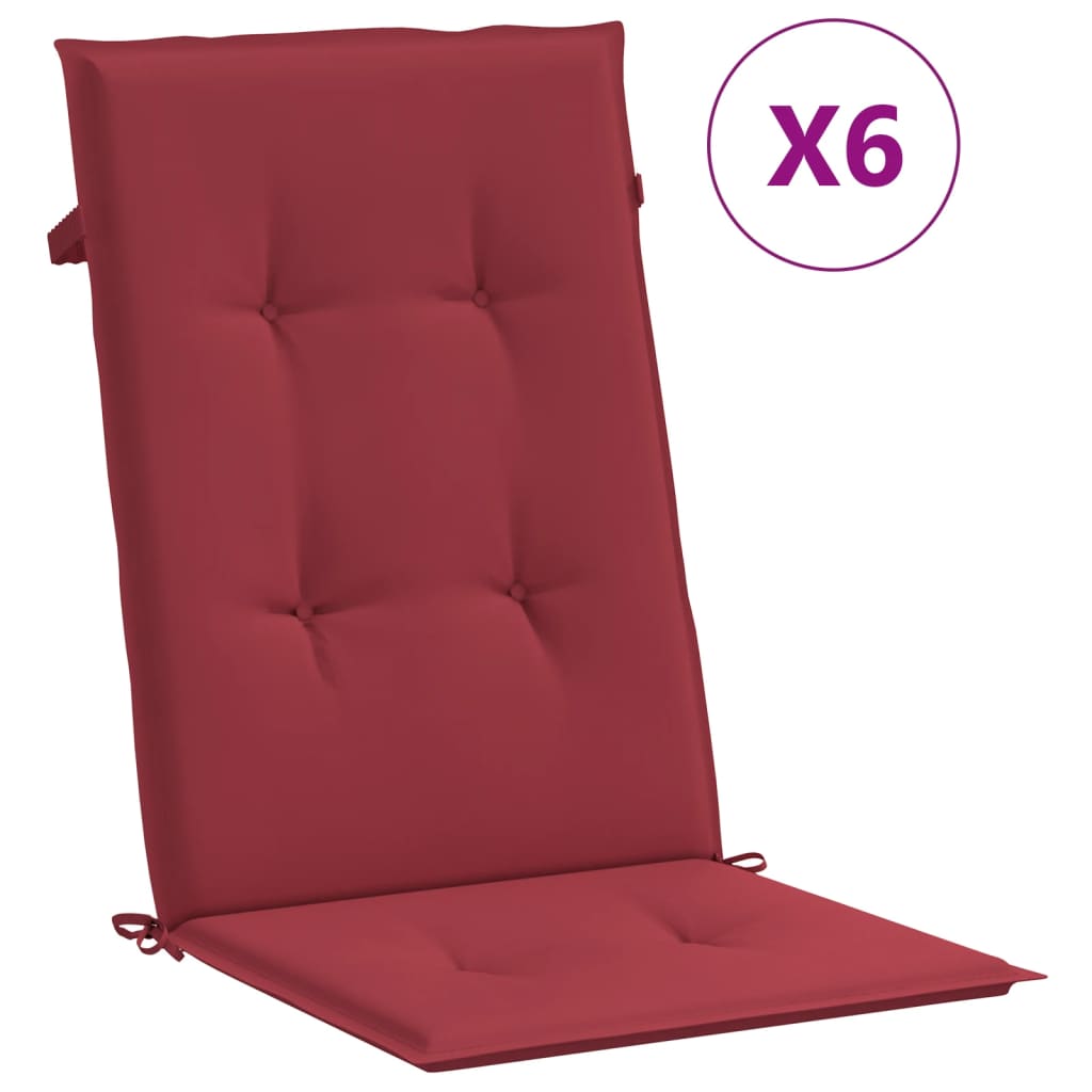 vidaXL Perne scaun cu spătar înalt, 6 buc., roșu, 120x50x3 cm, textil vidaXL Perne scaun cu spătar înalt, 6 buc., roșu, 120x50x3 cm, textil