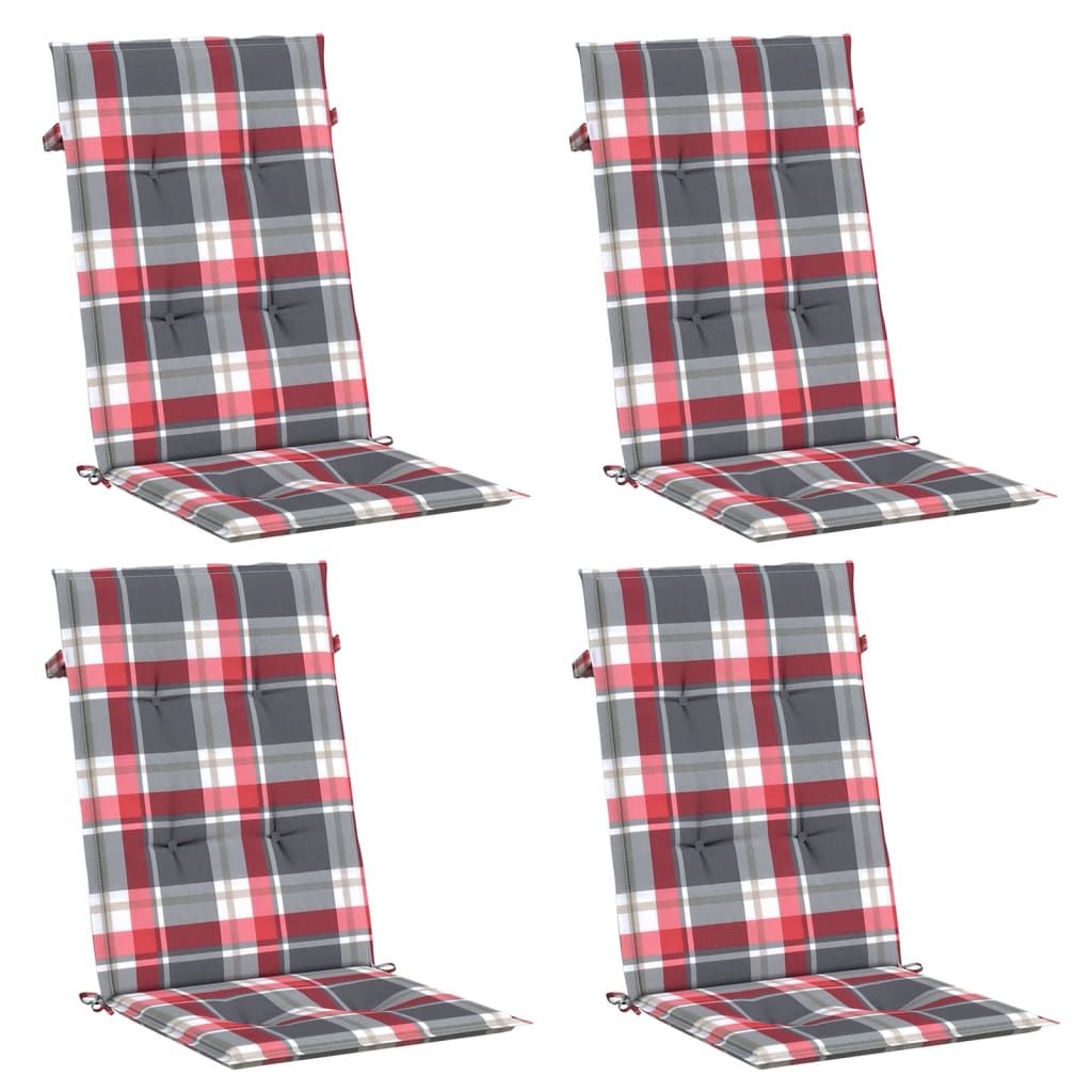 vidaXL Perne scaun spătar înalt 4 buc. roșu carouri 120x50x3 cm textil vidaXL Perne scaun spătar înalt 4 buc. roșu carouri 120x50x3 cm textil