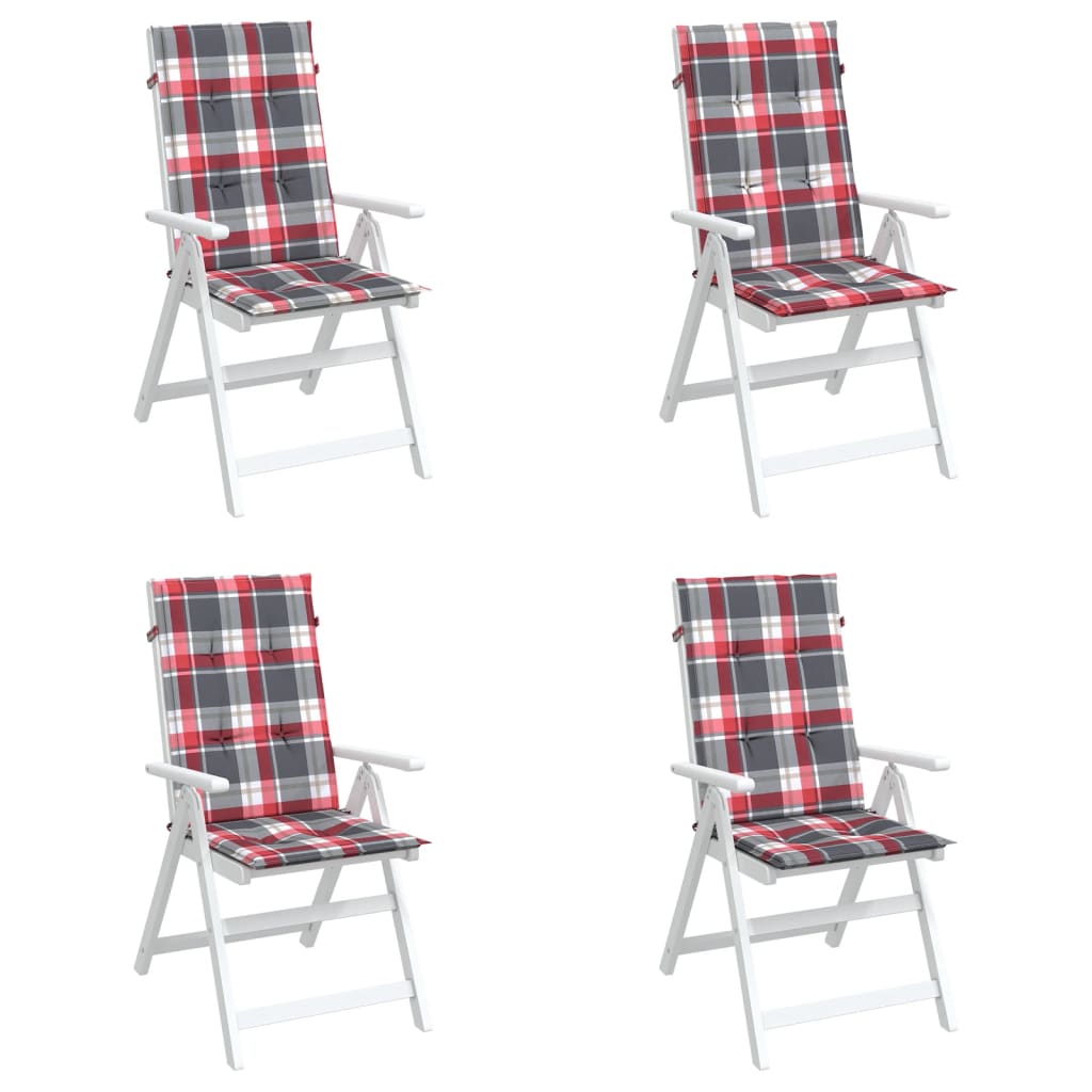 vidaXL Perne scaun spătar înalt 4 buc. roșu carouri 120x50x3 cm textil vidaXL Perne scaun spătar înalt 4 buc. roșu carouri 120x50x3 cm textil