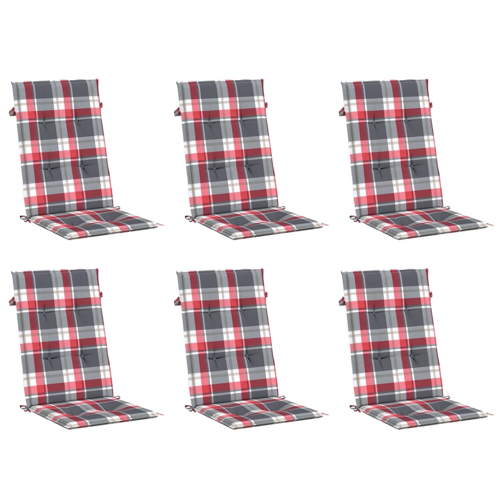 vidaXL Perne scaun spătar înalt 6 buc. roșu carouri 120x50x3 cm textil vidaXL Perne scaun spătar înalt 6 buc. roșu carouri 120x50x3 cm textil