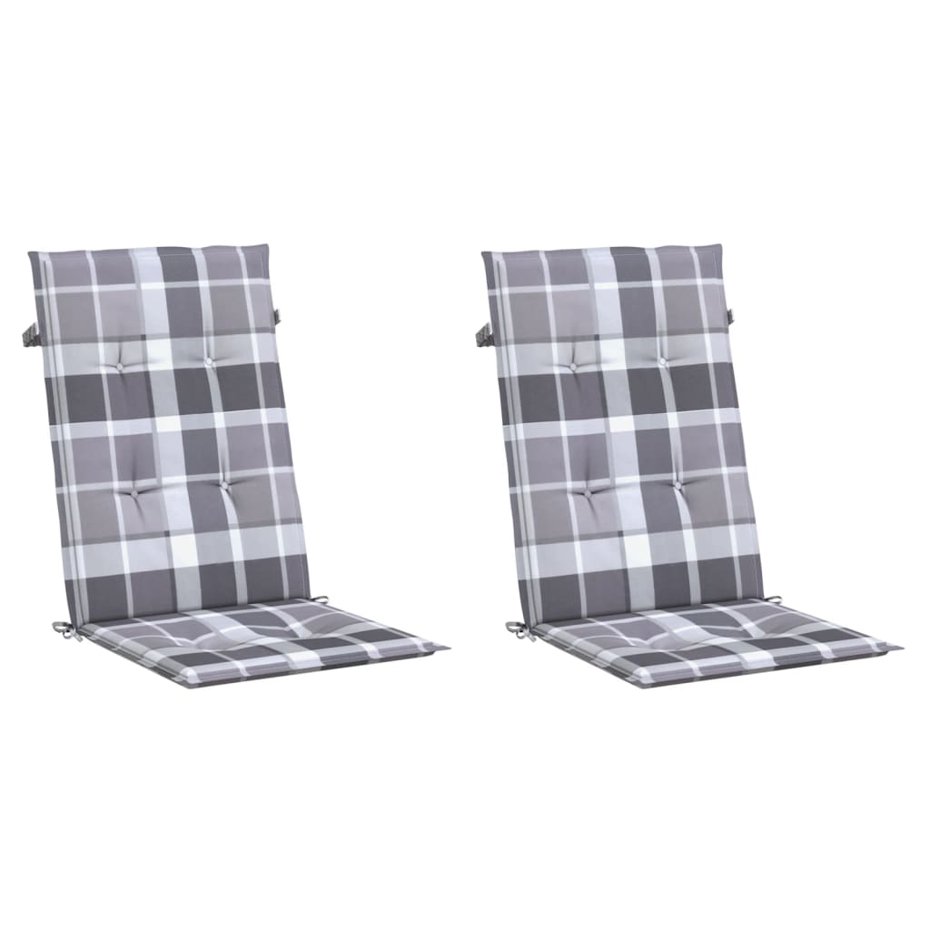 vidaXL Perne scaun spătar înalt, 2 buc. gri carouri 120x50x3 cm textil vidaXL Perne scaun spătar înalt, 2 buc. gri carouri 120x50x3 cm textil