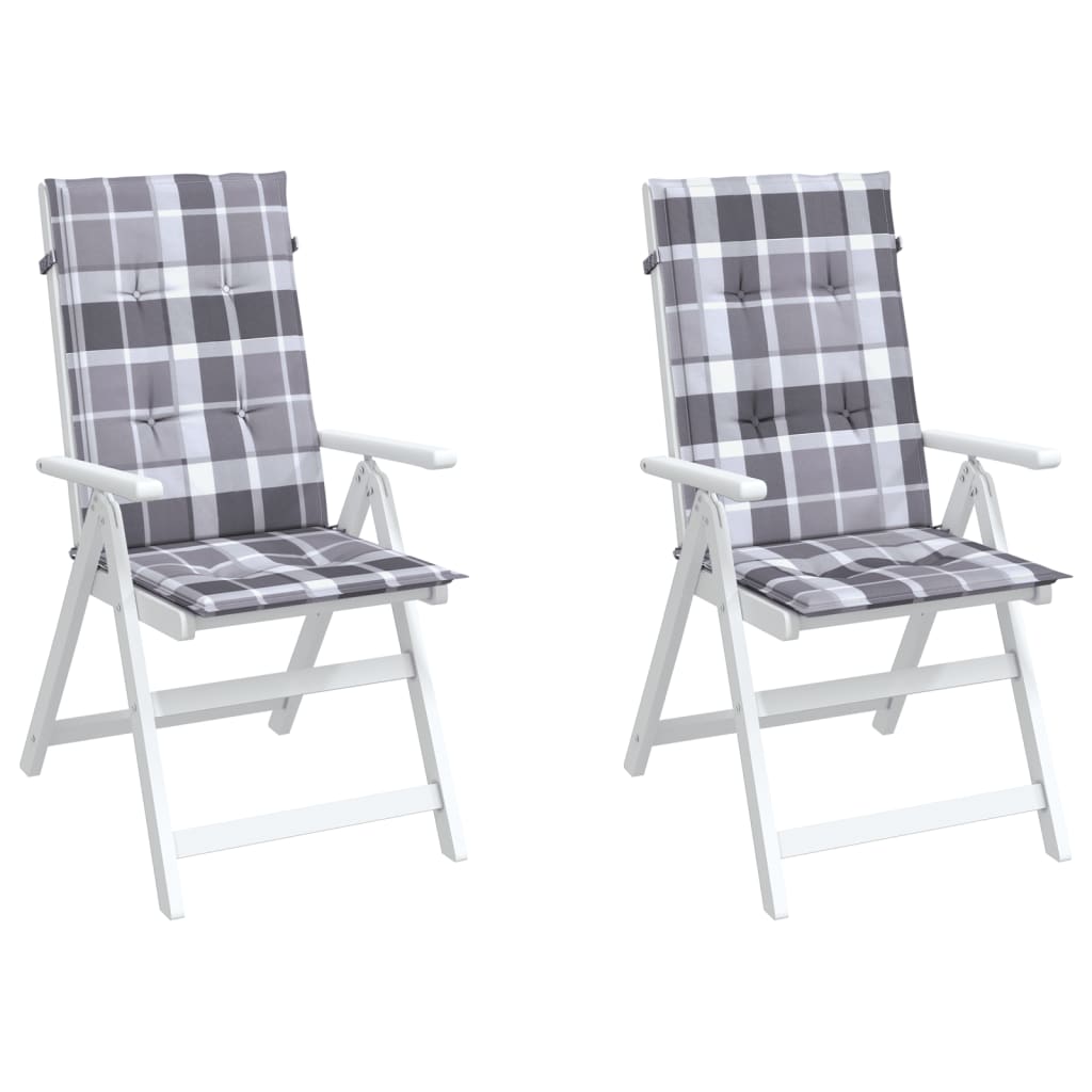 vidaXL Perne scaun spătar înalt, 2 buc. gri carouri 120x50x3 cm textil vidaXL Perne scaun spătar înalt, 2 buc. gri carouri 120x50x3 cm textil