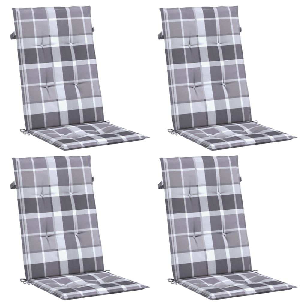 vidaXL Perne scaun spătar înalt, 4 buc. gri carouri 120x50x3 cm textil vidaXL Perne scaun spătar înalt, 4 buc. gri carouri 120x50x3 cm textil