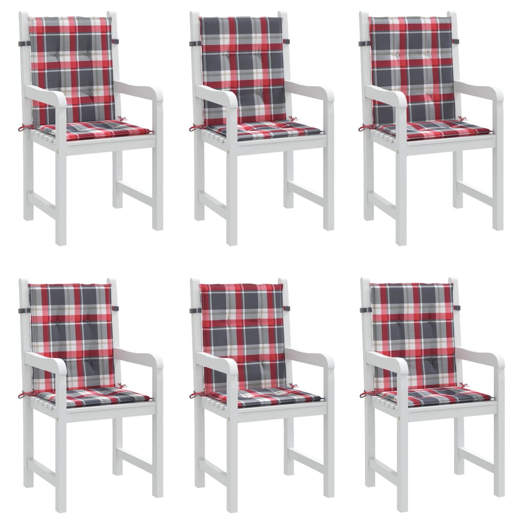 vidaXL Perne cu spătar roșu carouri, 6 buc., 100x50x3cm, textil Oxford vidaXL Perne cu spătar roșu carouri, 6 buc., 100x50x3cm, textil Oxford