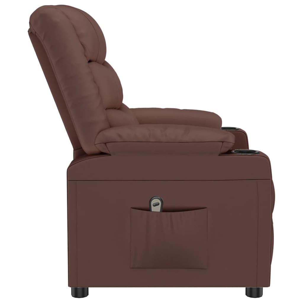 vidaXL Fotoliu rabatabil electric, maro, piele ecologică