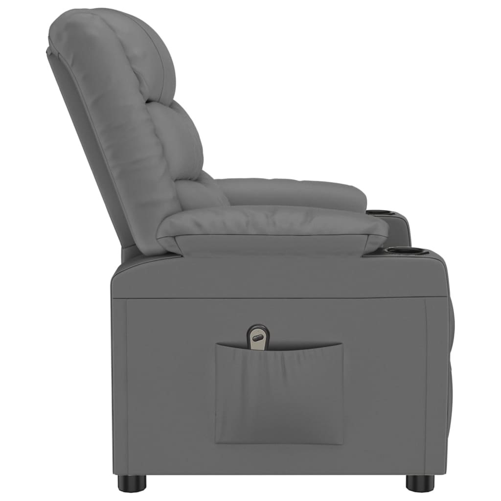 vidaXL Fotoliu rabatabil electric, gri, piele ecologică