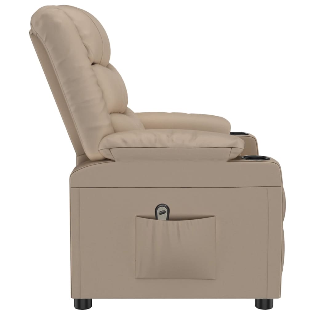 vidaXL Fotoliu rabatabil electric, cappuccino, piele ecologică