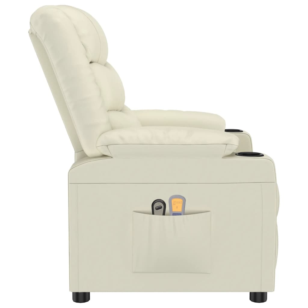vidaXL Fotoliu de masaj electric, crem, piele ecologică vidaXL Fotoliu de masaj electric, crem, piele ecologică