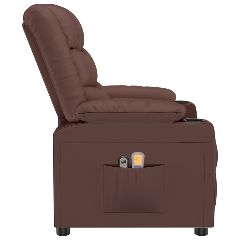 vidaXL Fotoliu de masaj electric, maro, piele ecologică vidaXL Fotoliu de masaj electric, maro, piele ecologică