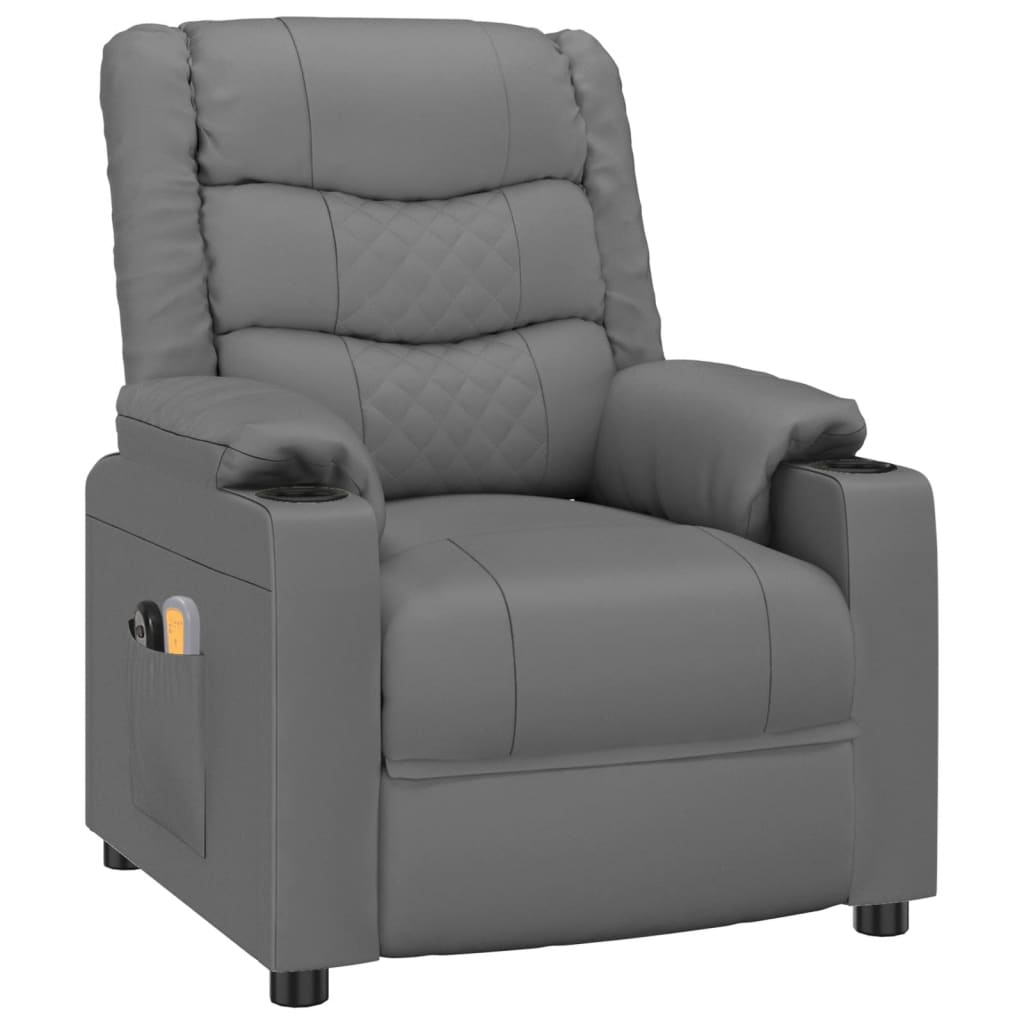 vidaXL Fotoliu de masaj electric, gri, piele ecologică vidaXL Fotoliu de masaj electric, gri, piele ecologică