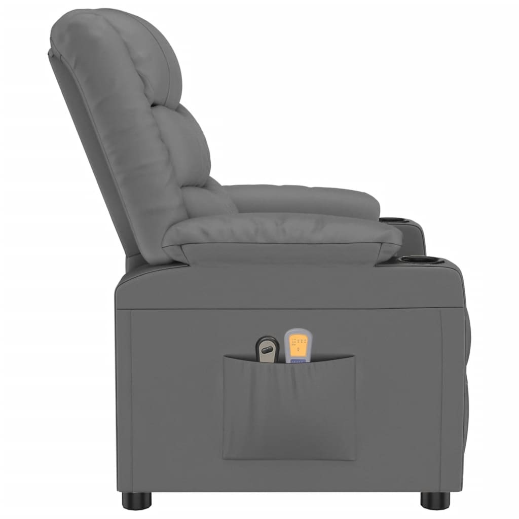 vidaXL Fotoliu de masaj electric, gri, piele ecologică vidaXL Fotoliu de masaj electric, gri, piele ecologică