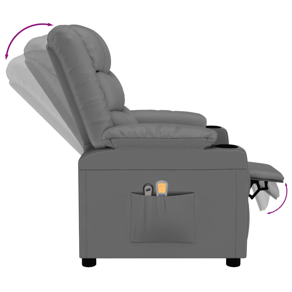 vidaXL Fotoliu de masaj electric, gri, piele ecologică vidaXL Fotoliu de masaj electric, gri, piele ecologică