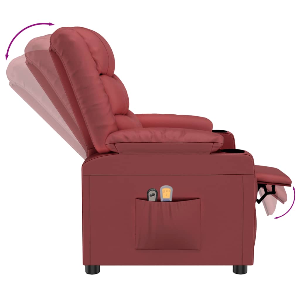 vidaXL Fotoliu de masaj electric, roșu vin, piele ecologică vidaXL Fotoliu de masaj electric, roșu vin, piele ecologică