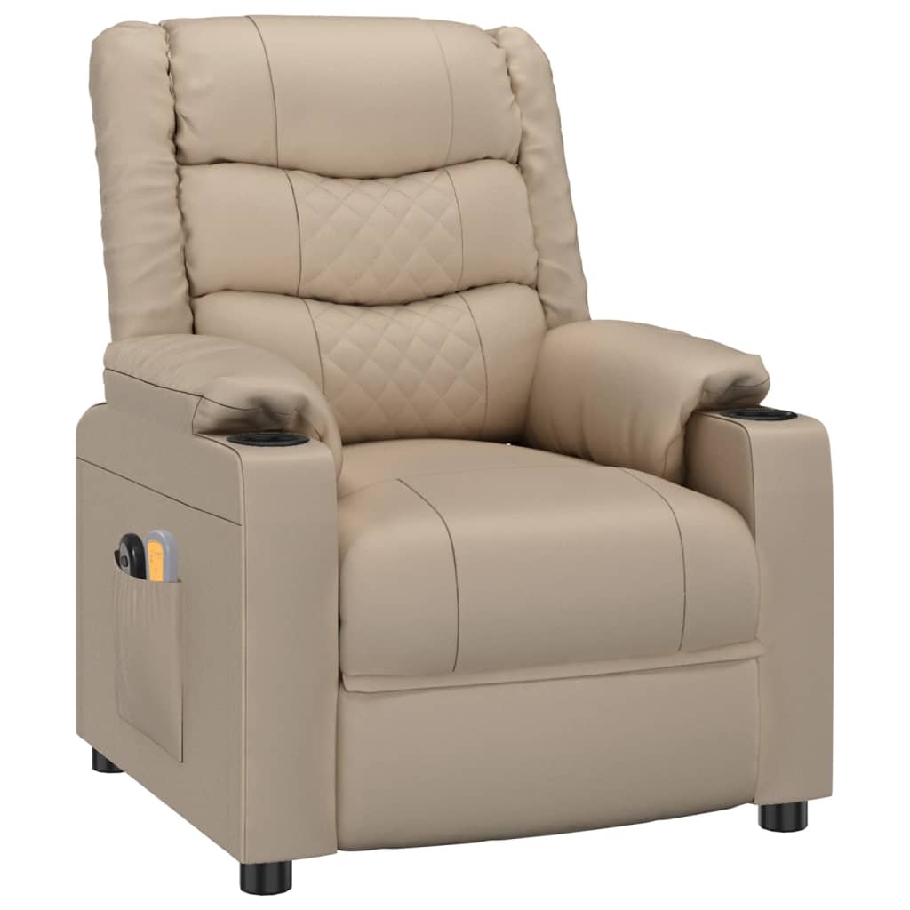vidaXL Fotoliu de masaj electric, cappuccino, piele ecologică