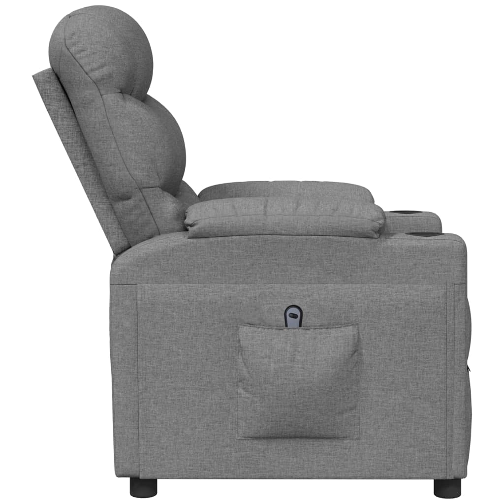 vidaXL Fotoliu rabatabil electric, gri deschis, textil