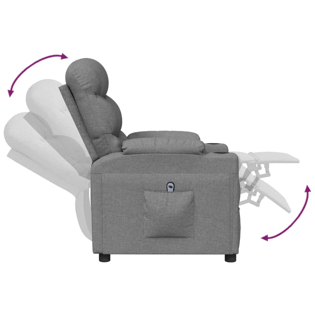 vidaXL Fotoliu rabatabil electric, gri deschis, textil