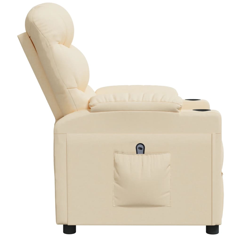 vidaXL Fotoliu rabatabil electric, crem, material textil