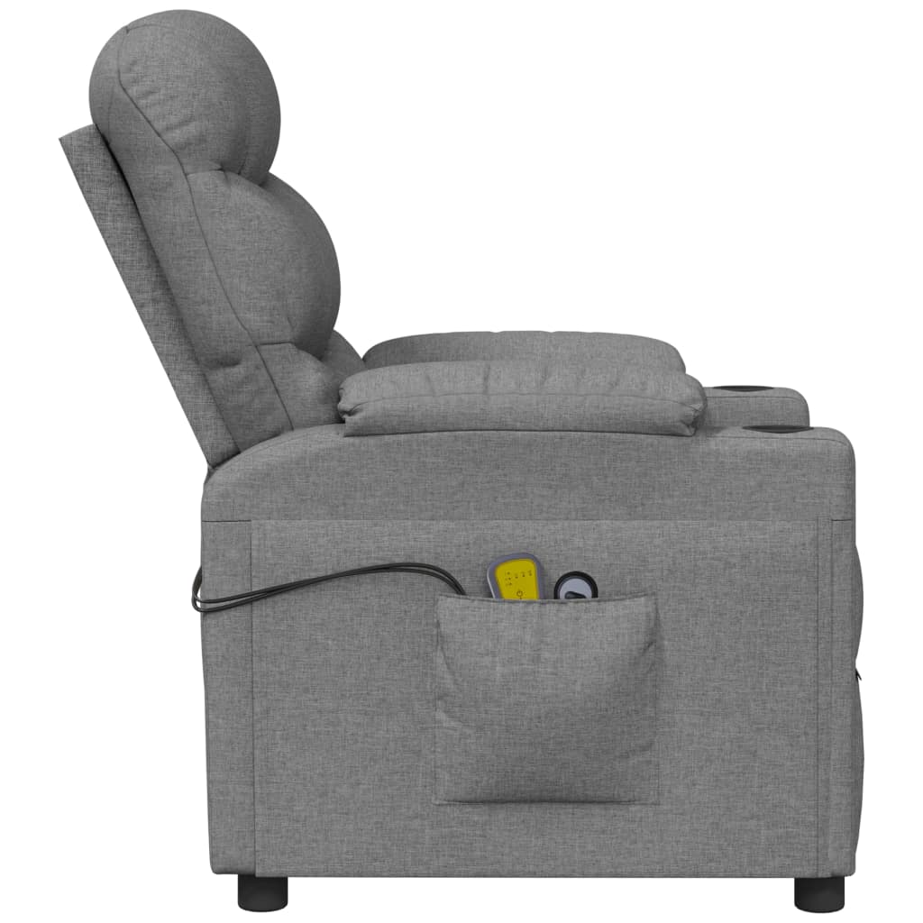 vidaXL Fotoliu de masaj electric rabatabil, gri deschis, textil vidaXL Fotoliu de masaj electric rabatabil, gri deschis, textil