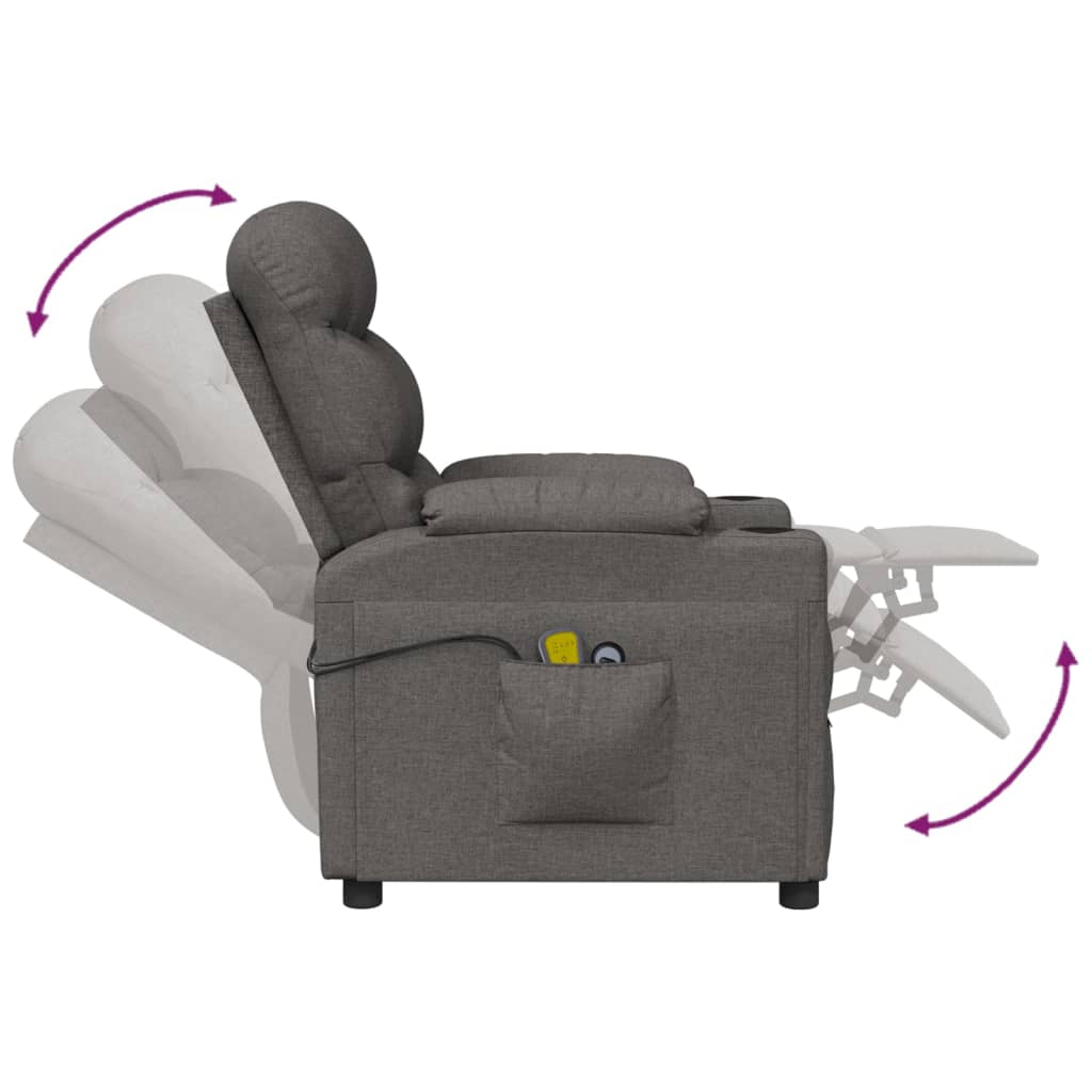 vidaXL Fotoliu de masaj electric rabatabil, gri închis, textil vidaXL Fotoliu de masaj electric rabatabil, gri închis, textil