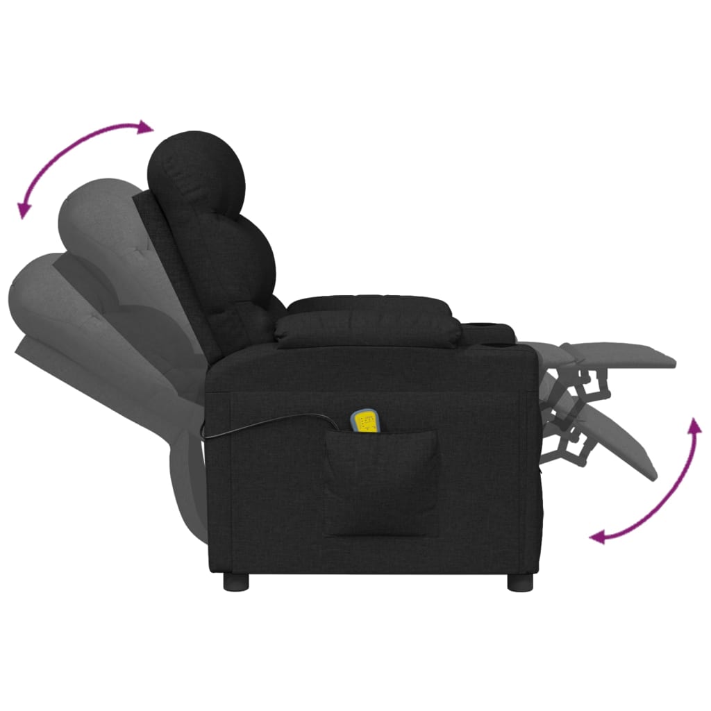 vidaXL Fotoliu de masaj electric rabatabil, negru, textil