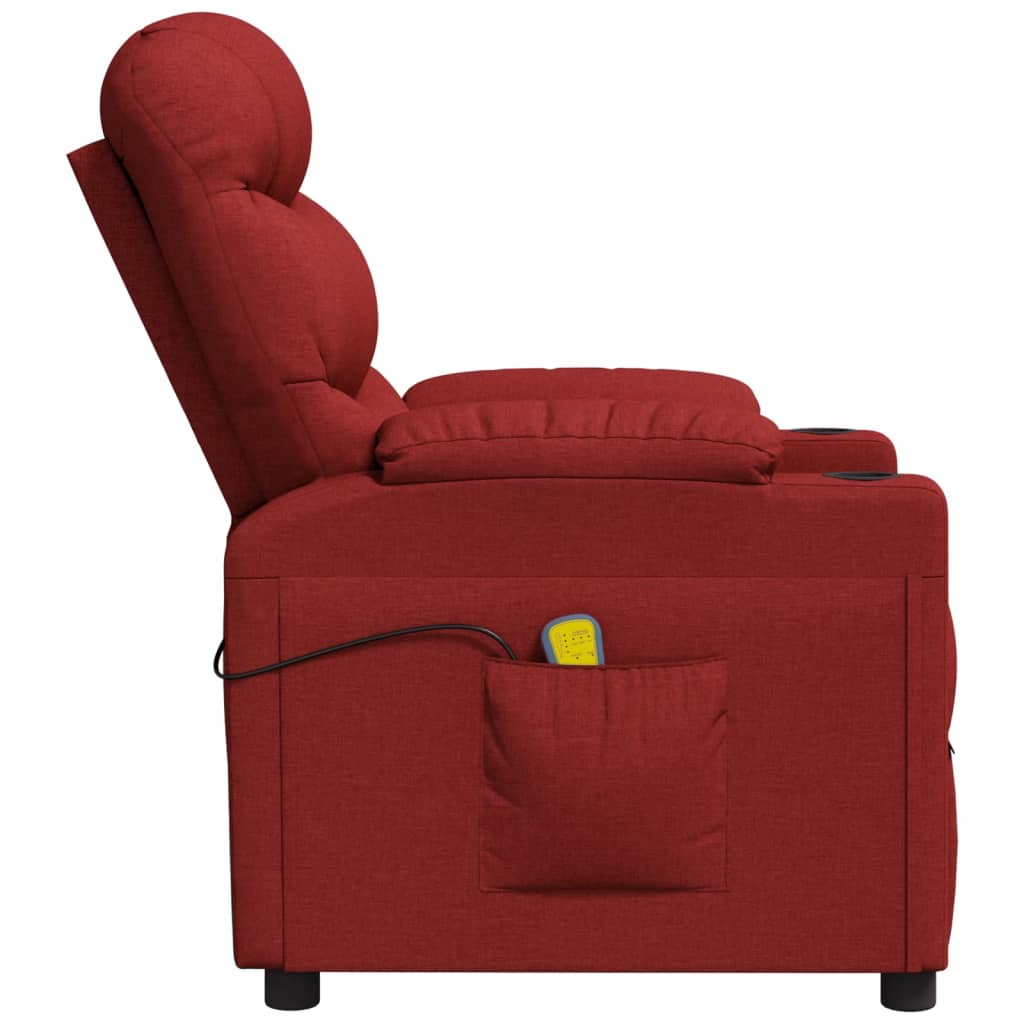 vidaXL Fotoliu de masaj electric rabatabil, roșu vin, textil vidaXL Fotoliu de masaj electric rabatabil, roșu vin, textil
