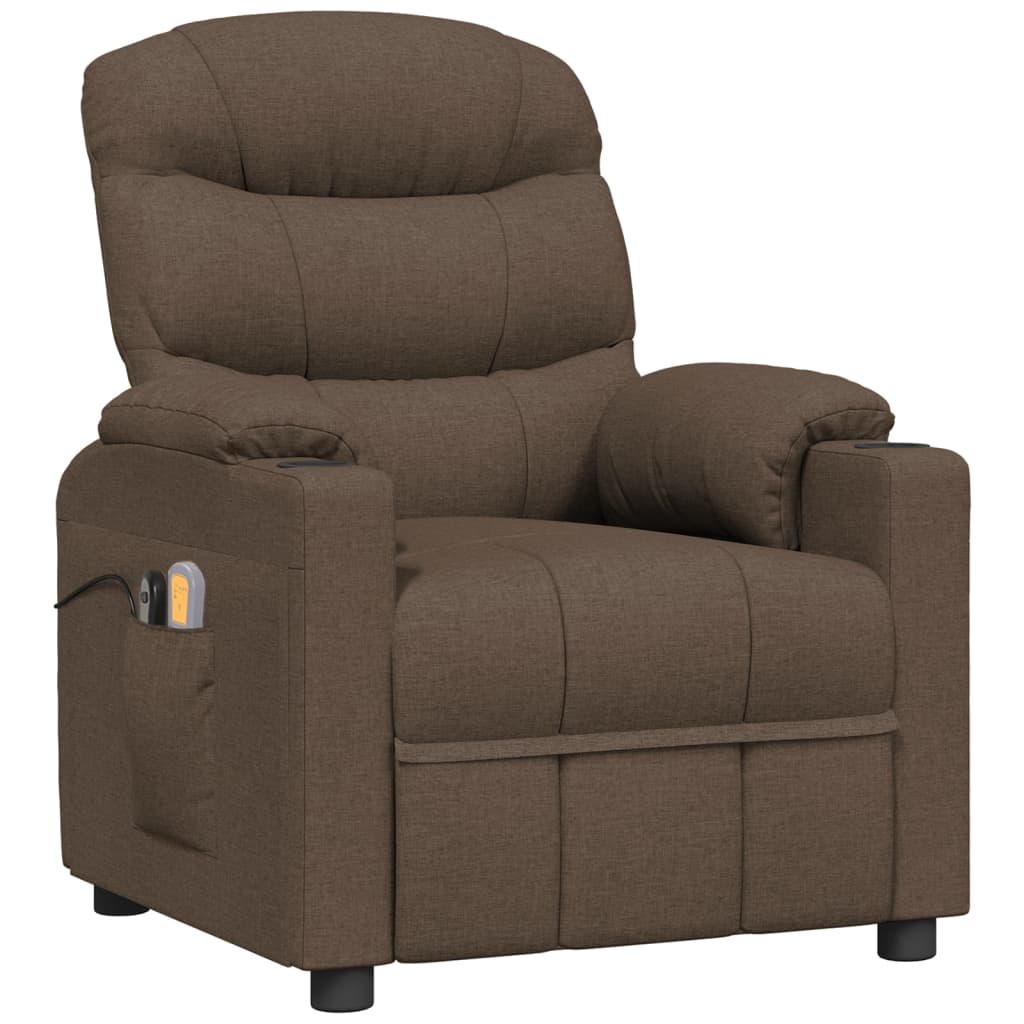 vidaXL Fotoliu de masaj electric, maro, material textil vidaXL Fotoliu de masaj electric, maro, material textil