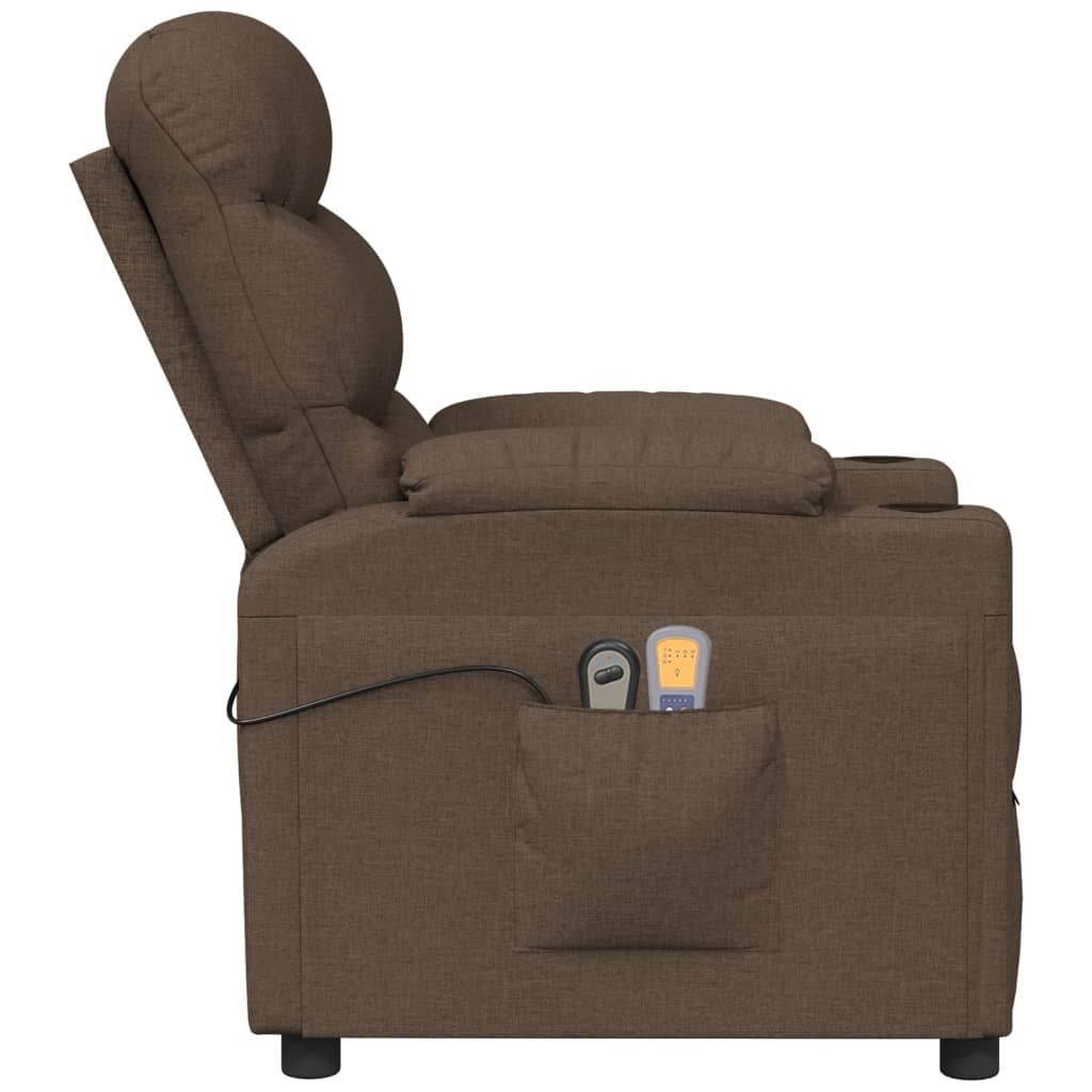 vidaXL Fotoliu de masaj electric, maro, material textil vidaXL Fotoliu de masaj electric, maro, material textil