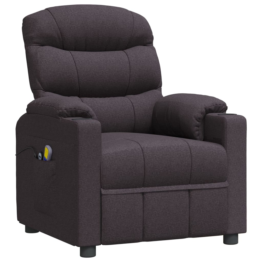 vidaXL Fotoliu de masaj electric, maro închis, material textil vidaXL Fotoliu de masaj electric, maro închis, material textil