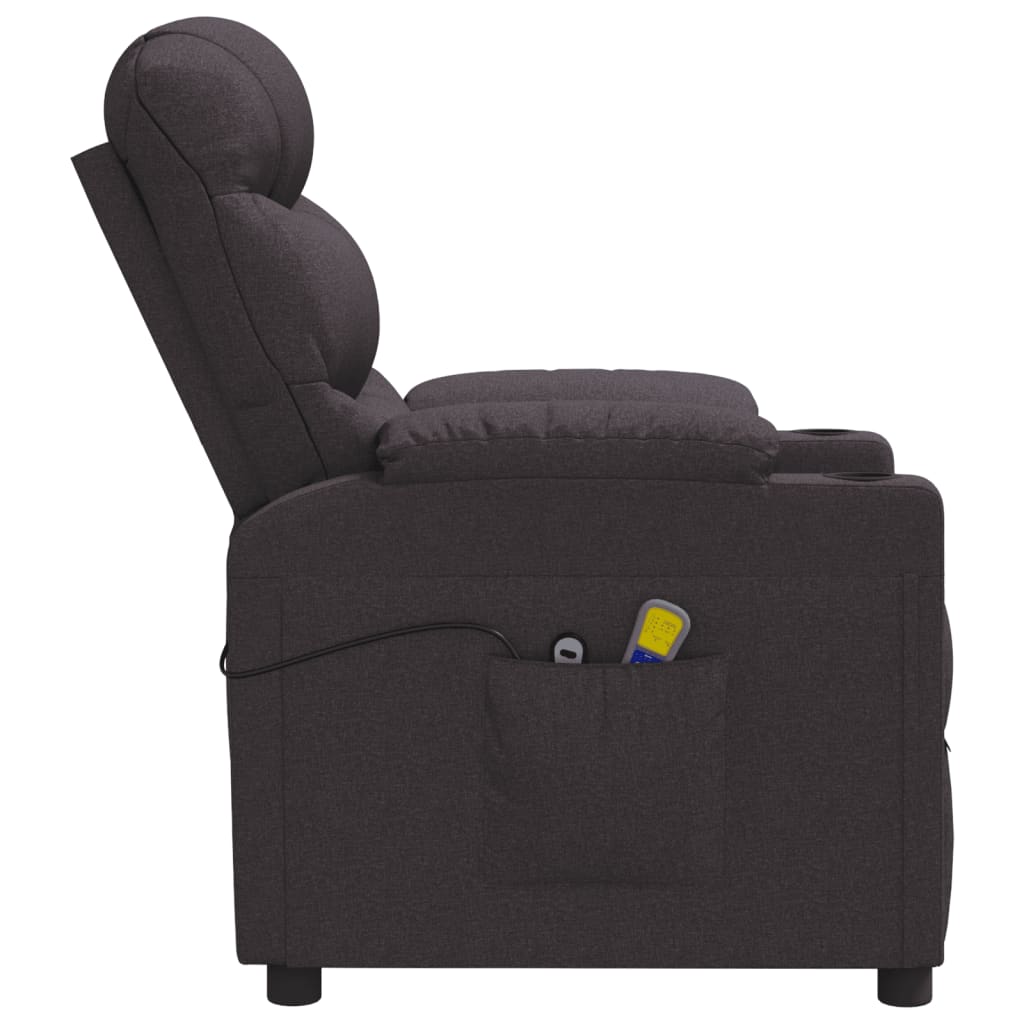 vidaXL Fotoliu de masaj electric, maro închis, material textil vidaXL Fotoliu de masaj electric, maro închis, material textil
