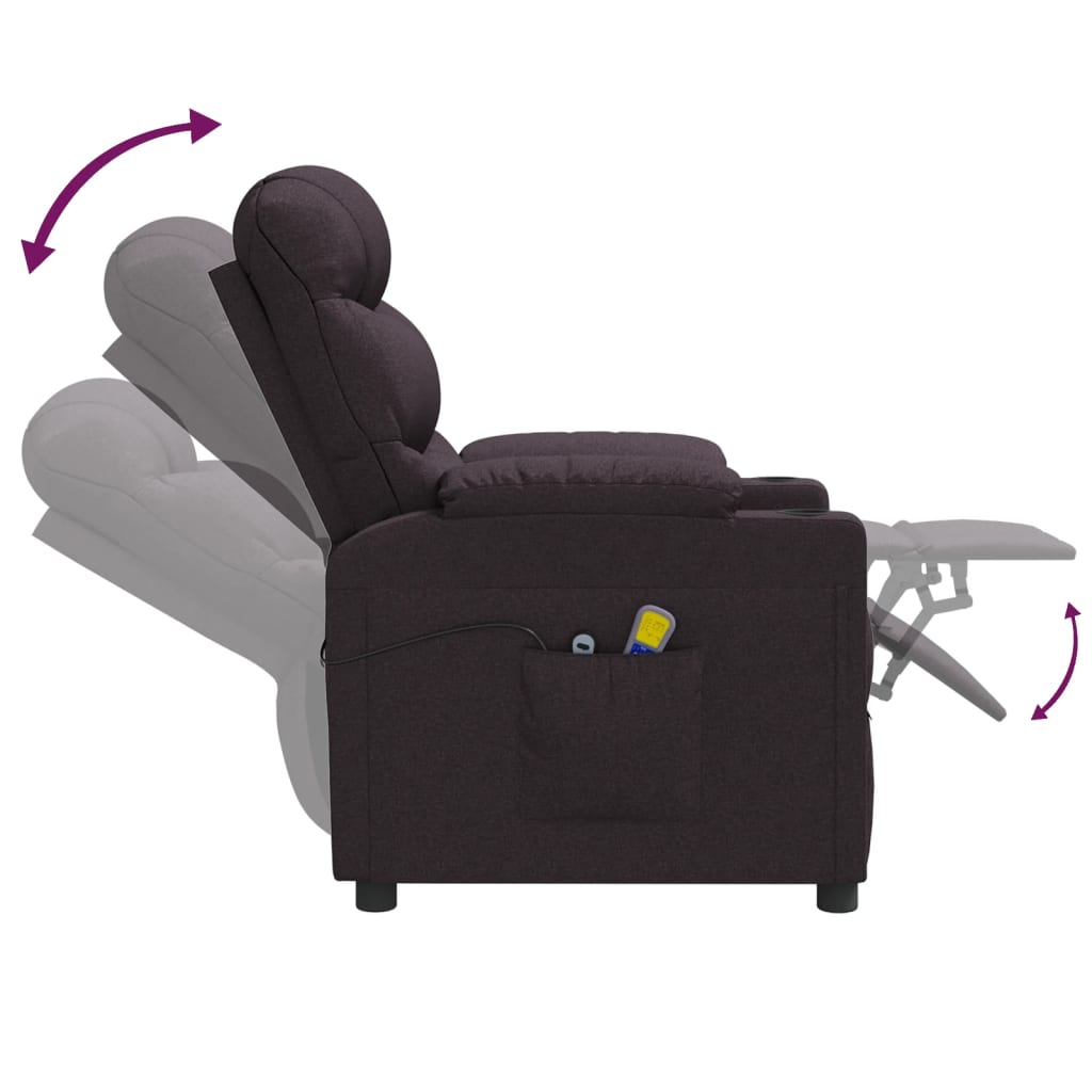 vidaXL Fotoliu de masaj electric, maro închis, material textil vidaXL Fotoliu de masaj electric, maro închis, material textil