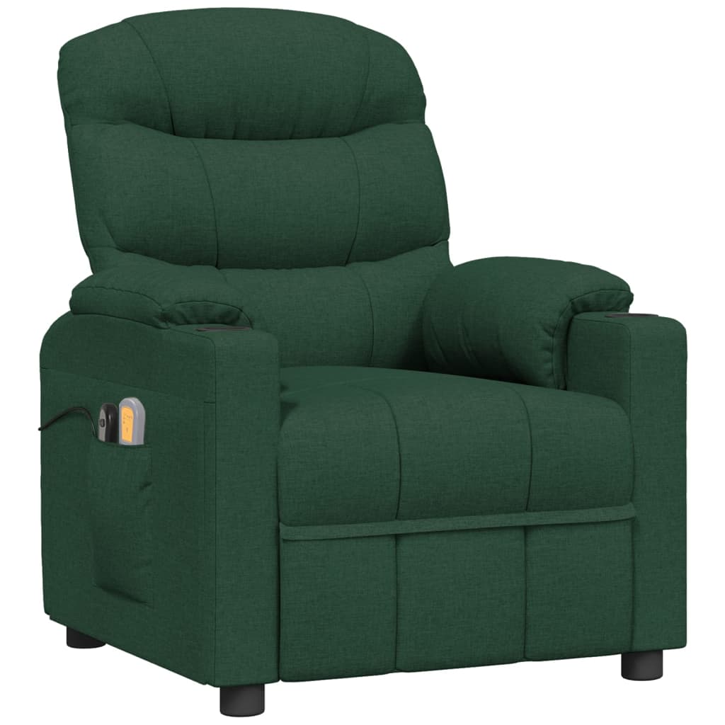 vidaXL Fotoliu de masaj electric, verde închis, material textil vidaXL Fotoliu de masaj electric, verde închis, material textil