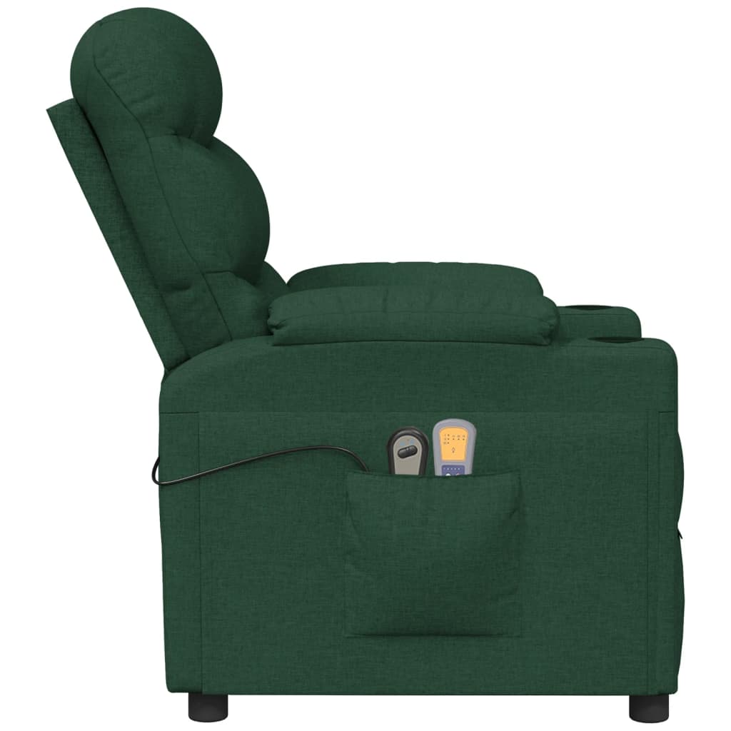 vidaXL Fotoliu de masaj electric, verde închis, material textil vidaXL Fotoliu de masaj electric, verde închis, material textil