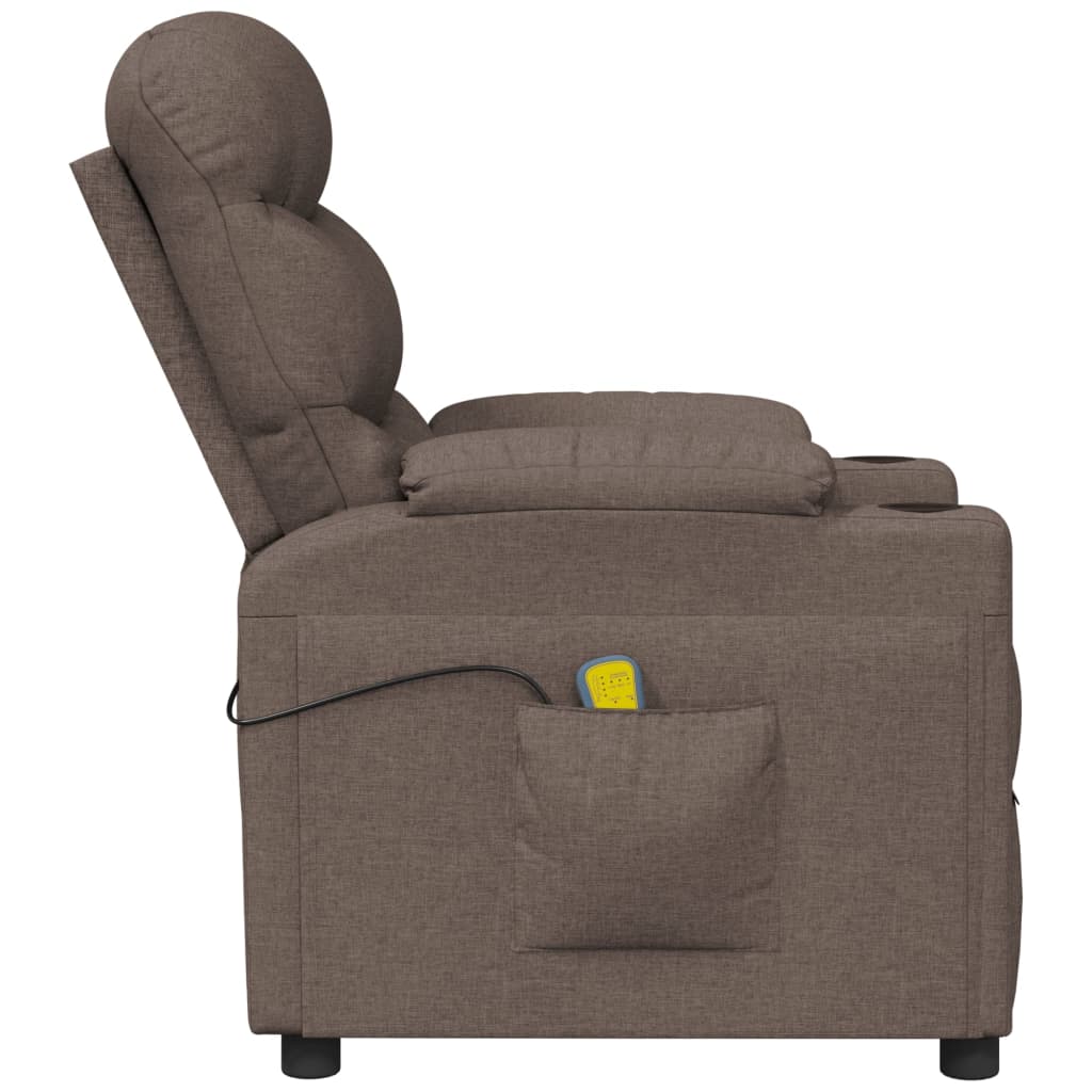 vidaXL Fotoliu de masaj electric rabatabil, gri taupe, textil vidaXL Fotoliu de masaj electric rabatabil, gri taupe, textil