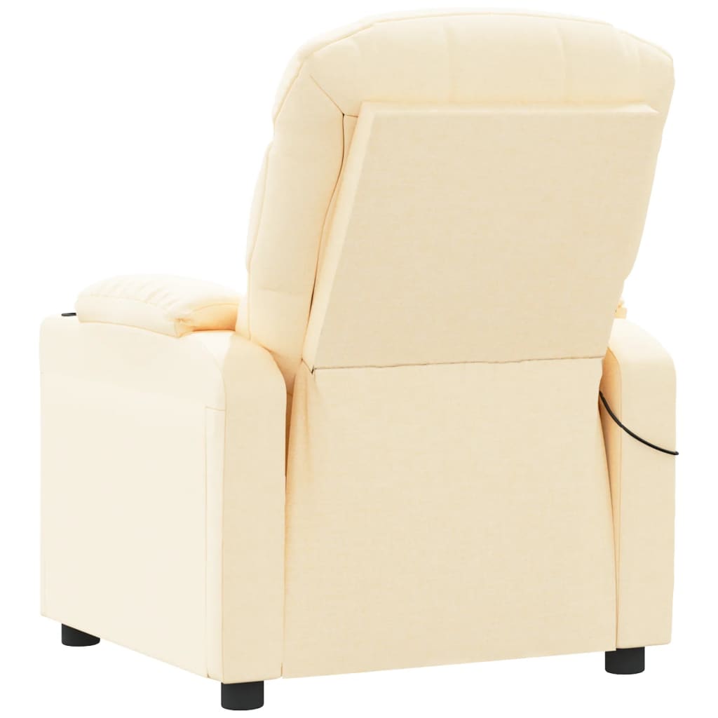 vidaXL Fotoliu de masaj electric rabatabil, crem, textil vidaXL Fotoliu de masaj electric rabatabil, crem, textil