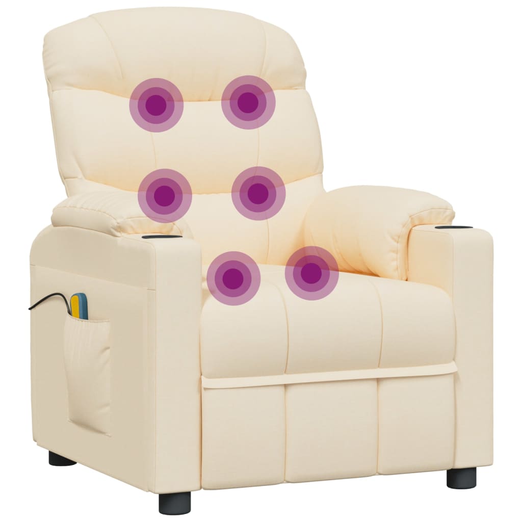 vidaXL Fotoliu de masaj electric rabatabil, crem, textil vidaXL Fotoliu de masaj electric rabatabil, crem, textil