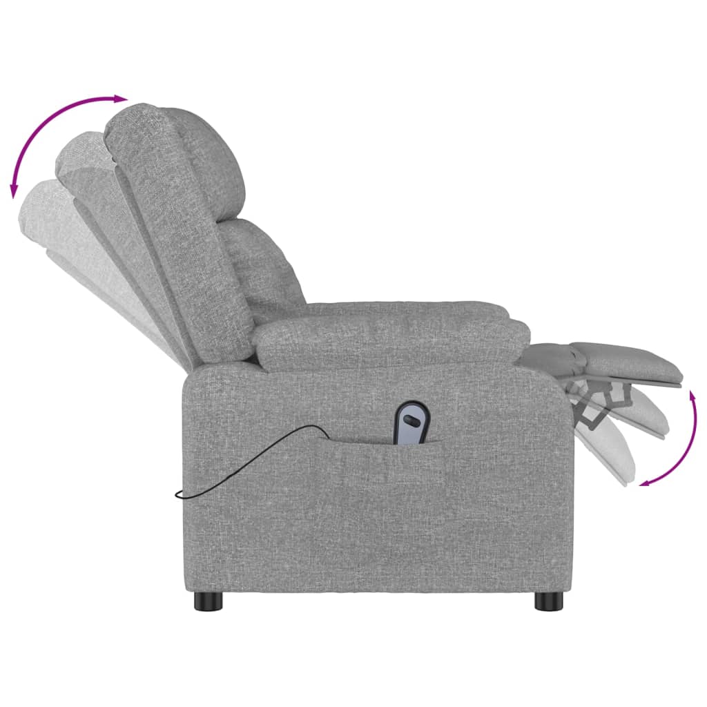 vidaXL Fotoliu rabatabil electric, gri deschis, textil