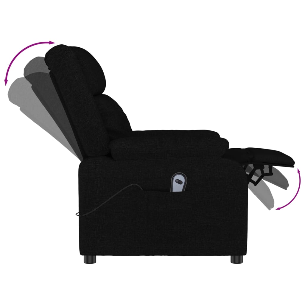 vidaXL Fotoliu rabatabil electric, negru, material textil