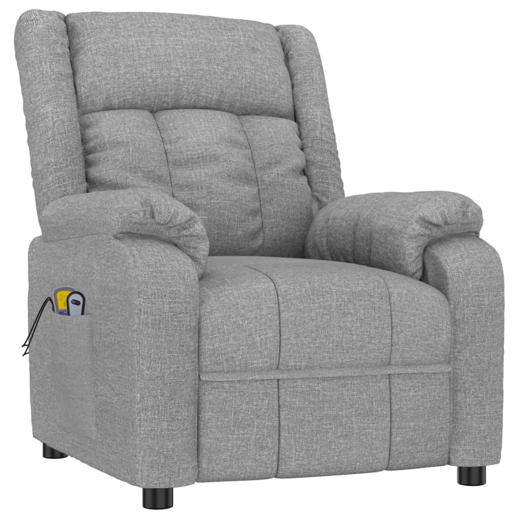 vidaXL Fotoliu de masaj electric rabatabil, gri deschis, textil vidaXL Fotoliu de masaj electric rabatabil, gri deschis, textil