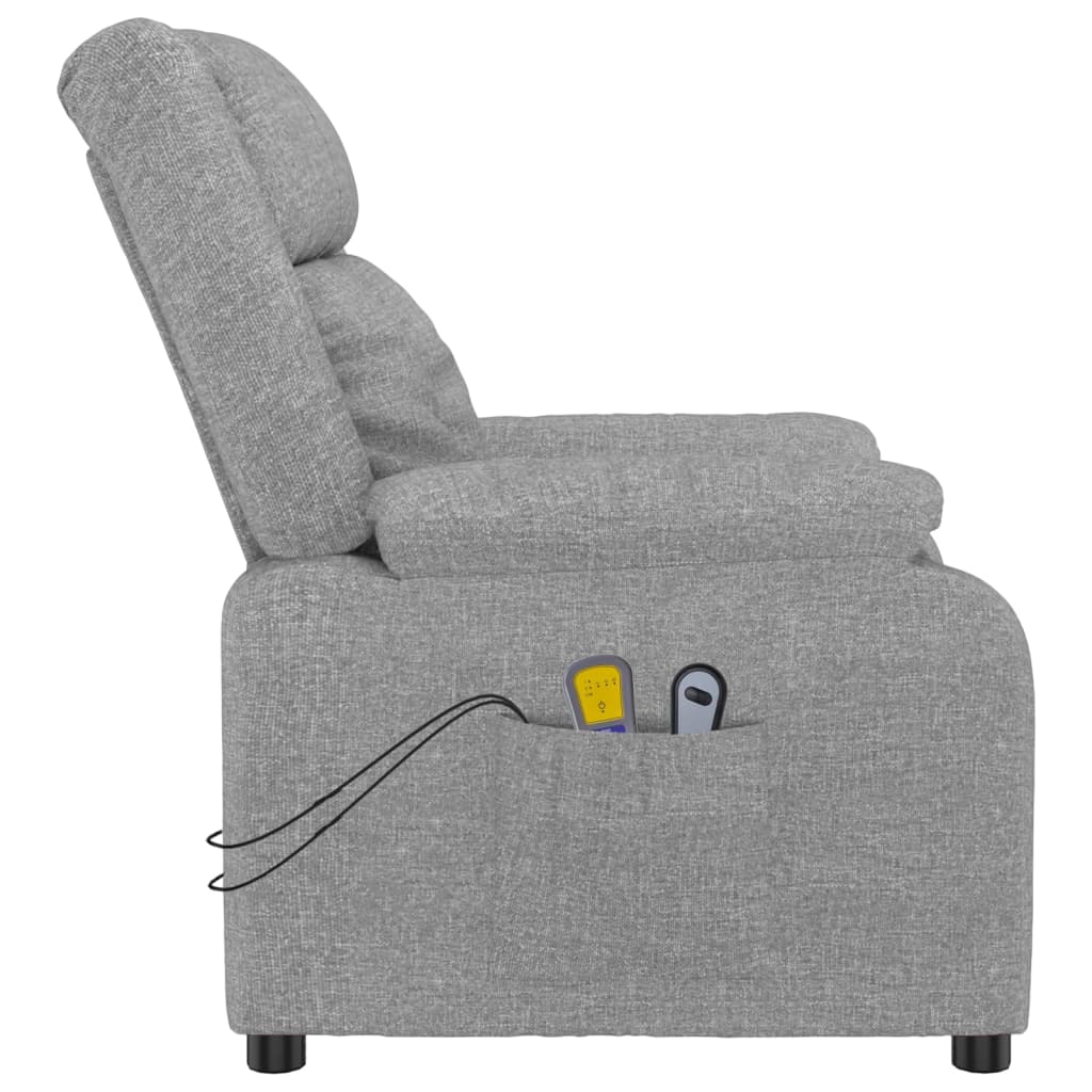 vidaXL Fotoliu de masaj electric rabatabil, gri deschis, textil vidaXL Fotoliu de masaj electric rabatabil, gri deschis, textil