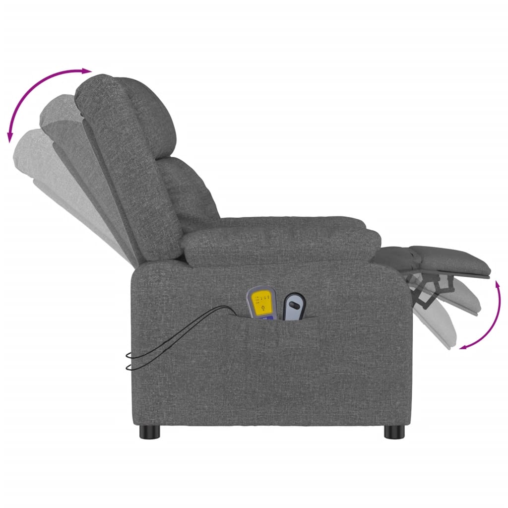 vidaXL Fotoliu de masaj electric rabatabil, gri închis, textil vidaXL Fotoliu de masaj electric rabatabil, gri închis, textil