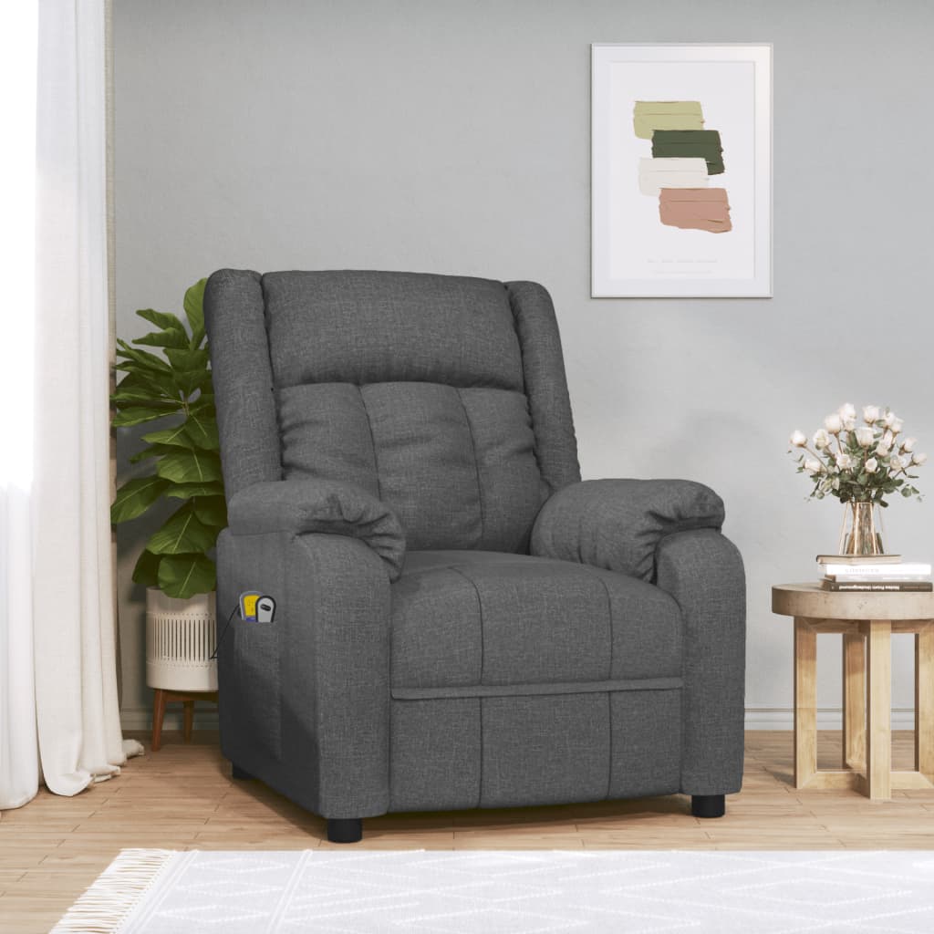 vidaXL Fotoliu de masaj electric rabatabil, gri închis, textil vidaXL Fotoliu de masaj electric rabatabil, gri închis, textil