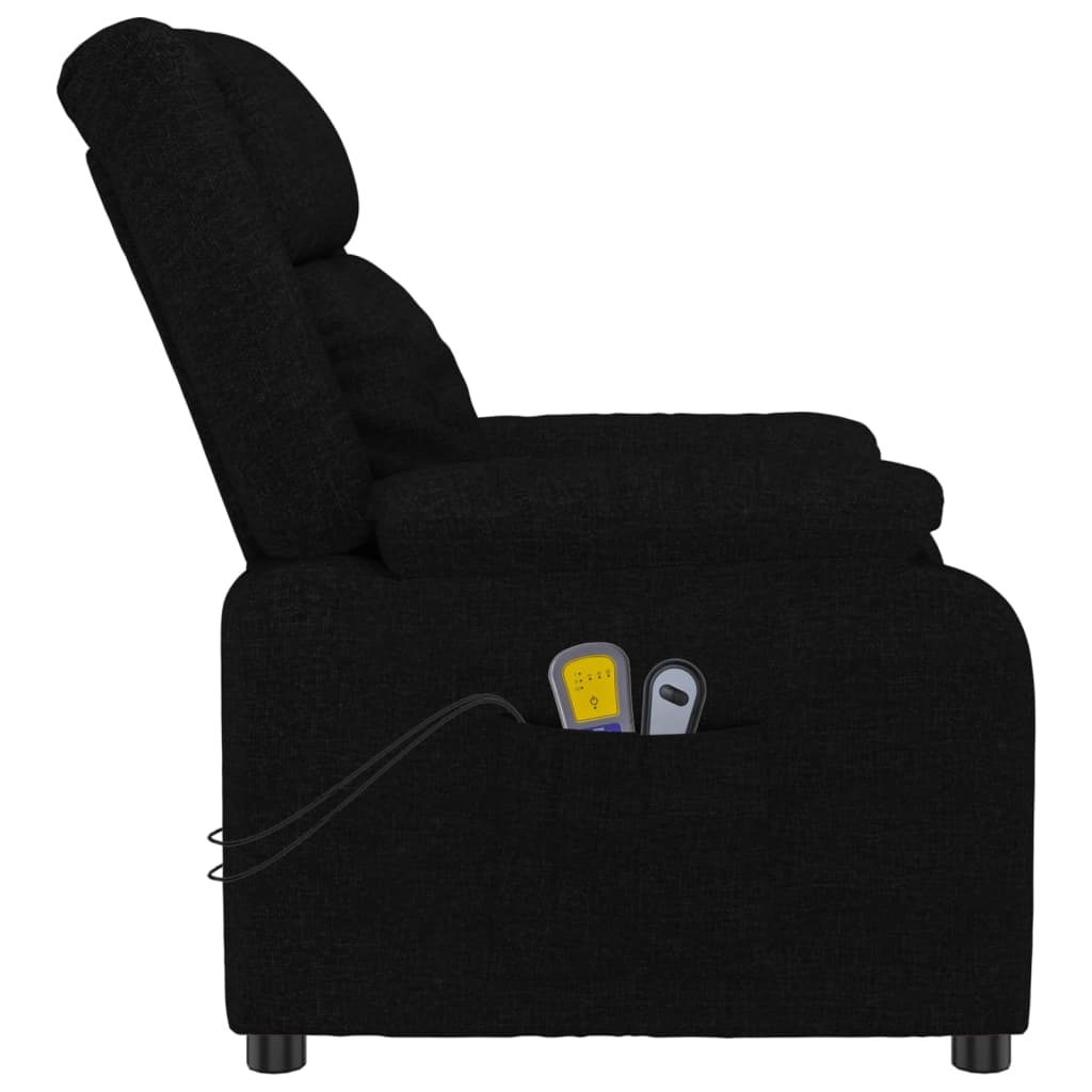 vidaXL Fotoliu de masaj electric rabatabil, negru, textil vidaXL Fotoliu de masaj electric rabatabil, negru, textil