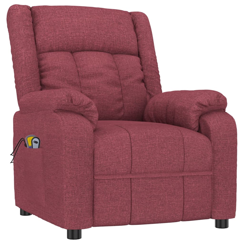 vidaXL Fotoliu de masaj electric rabatabil, roșu vin, textil vidaXL Fotoliu de masaj electric rabatabil, roșu vin, textil