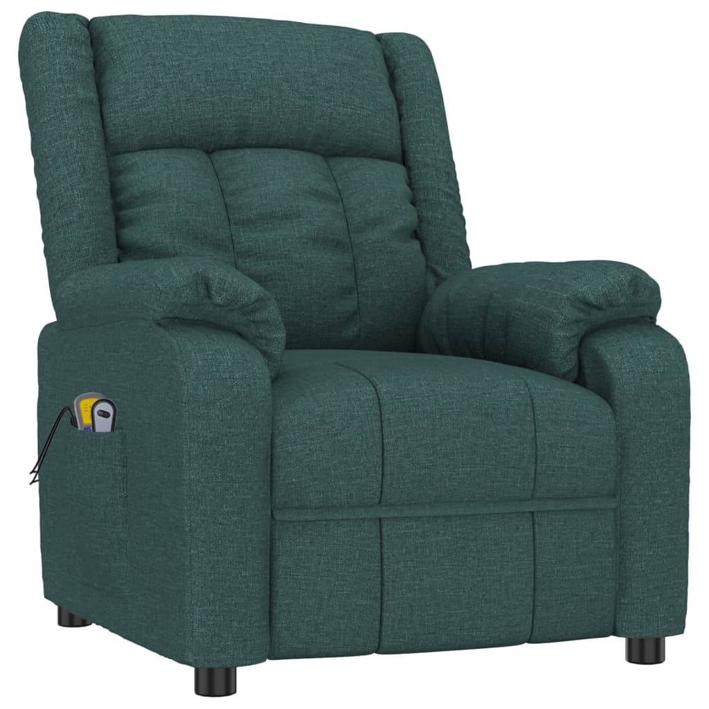 vidaXL Fotoliu de masaj electric, verde închis, material textil vidaXL Fotoliu de masaj electric, verde închis, material textil