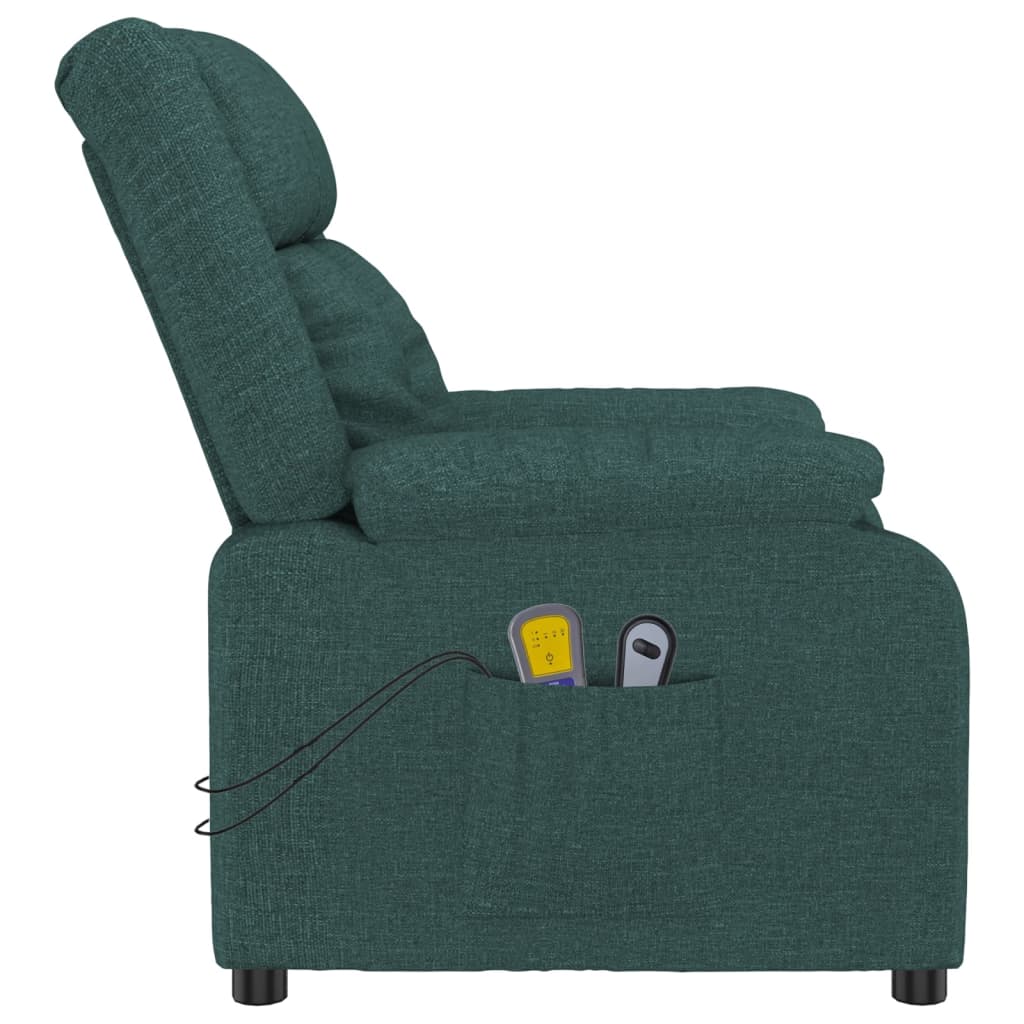 vidaXL Fotoliu de masaj electric, verde închis, material textil vidaXL Fotoliu de masaj electric, verde închis, material textil