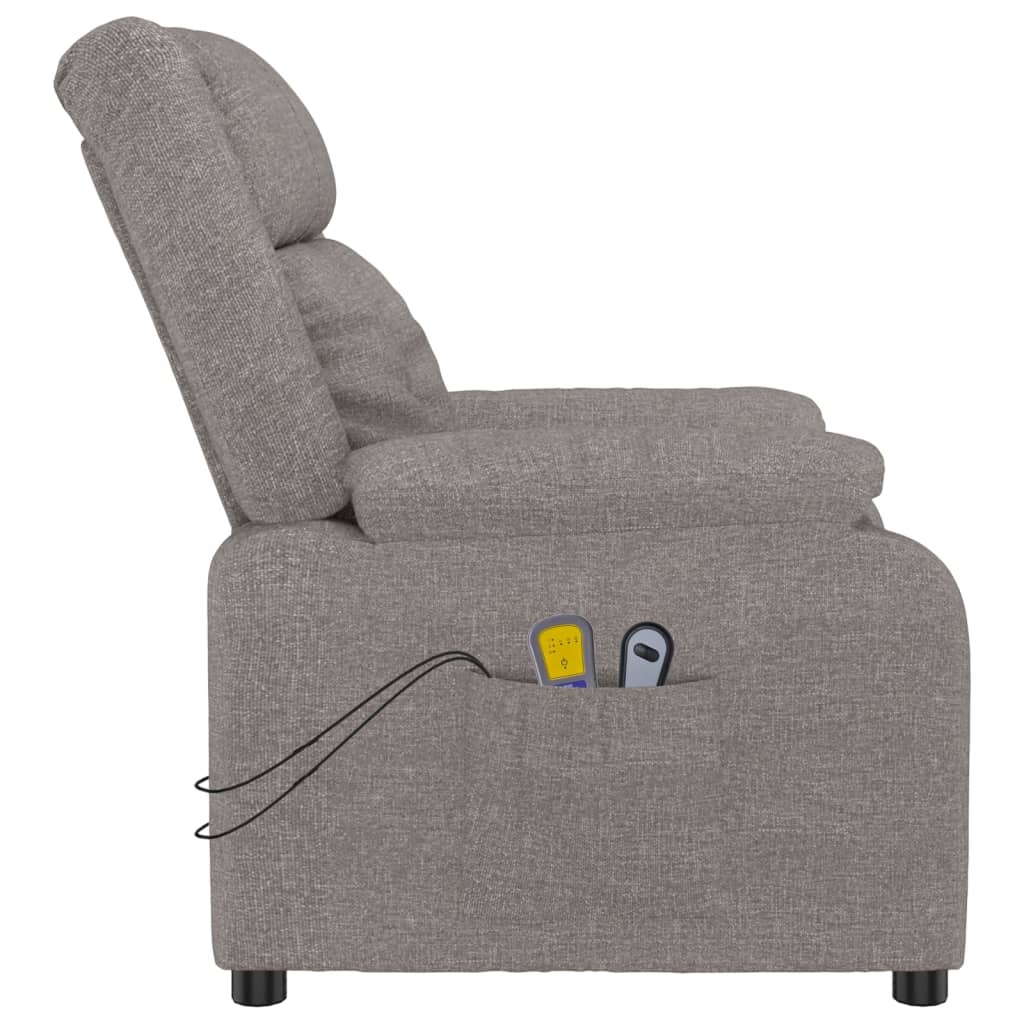 vidaXL Fotoliu de masaj electric rabatabil, gri taupe, textil vidaXL Fotoliu de masaj electric rabatabil, gri taupe, textil