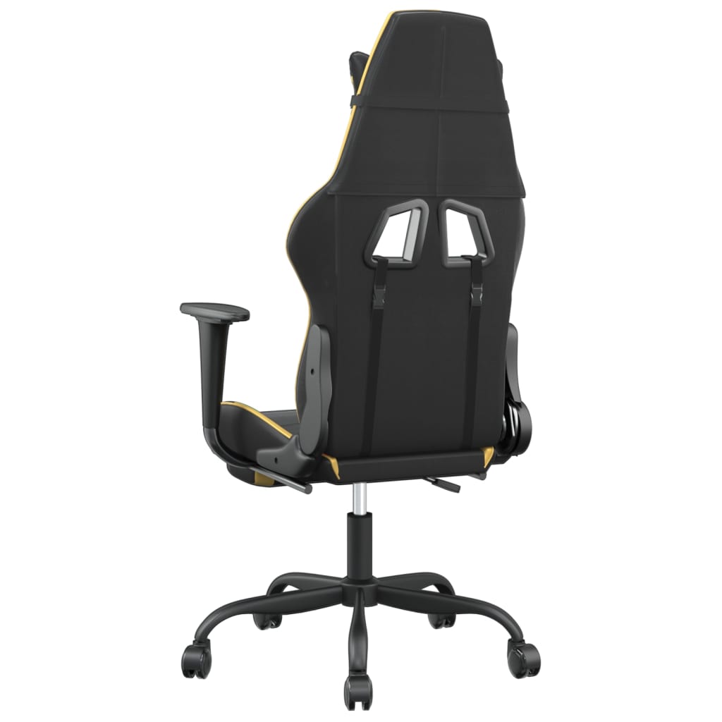 vidaXL Scaun de gaming cu suport picioare negru/auriu, piele ecologică vidaXL Scaun de gaming cu suport picioare negru/auriu, piele ecologică