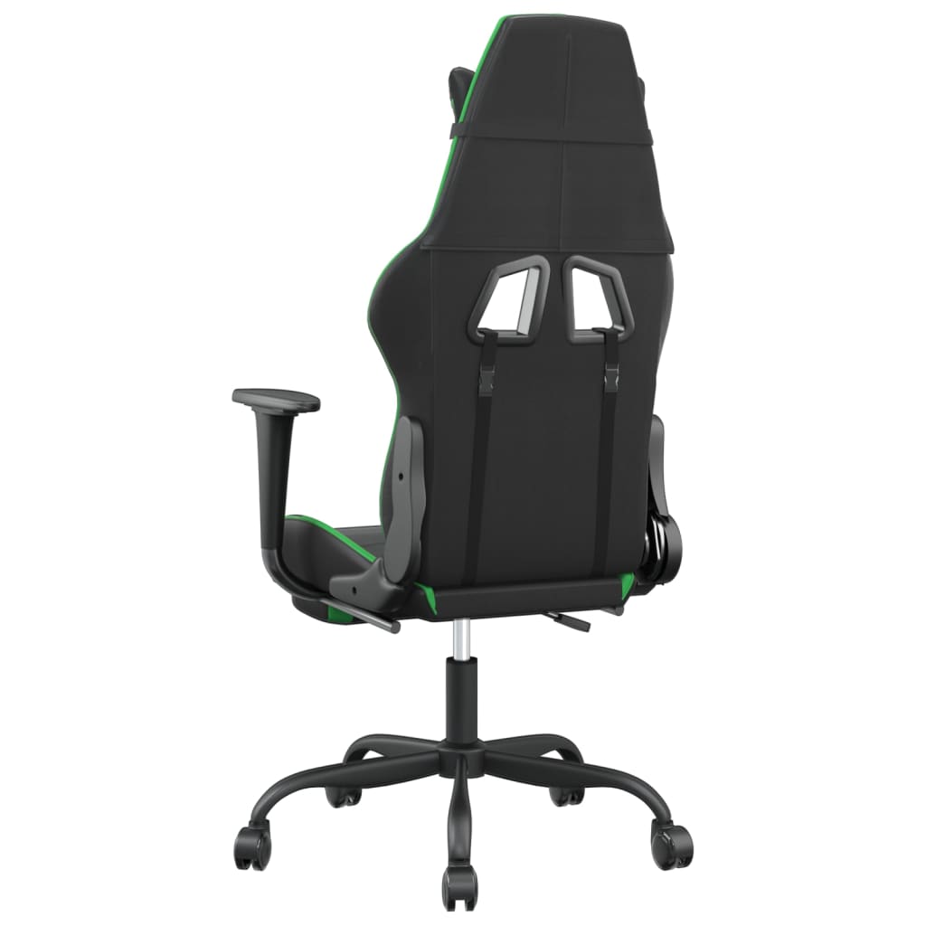 vidaXL Scaun de gaming cu suport picioare negru/verde, piele ecologică
